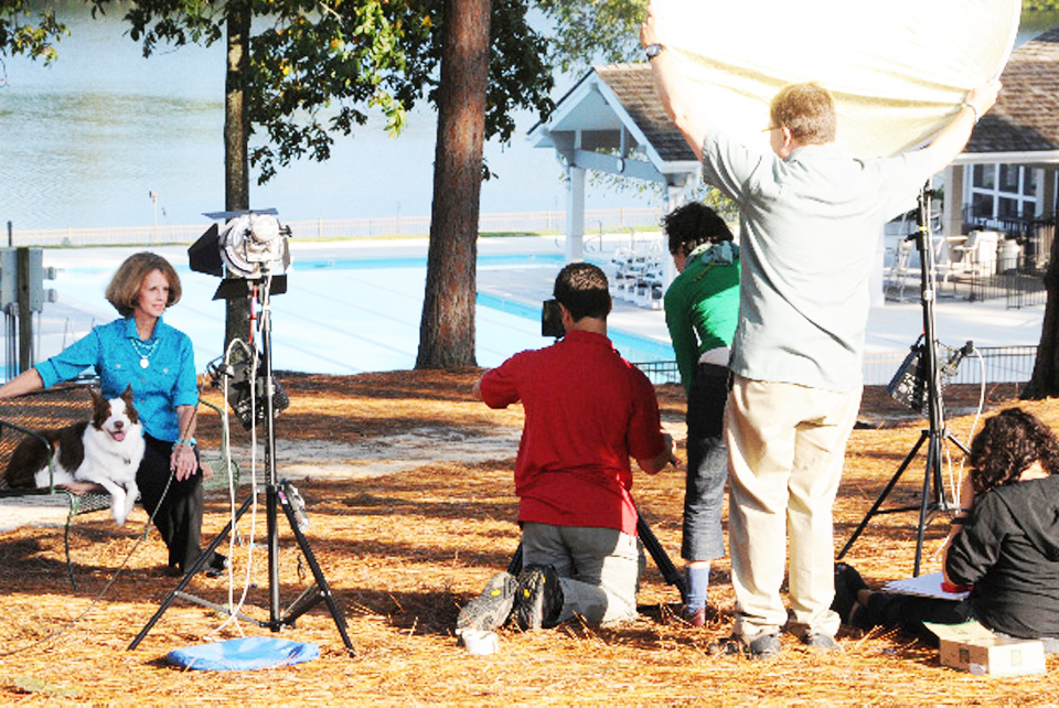 TV film crew taping Brent Atwater's pilot for an animal communication pet psychic show on Animal Afterlife.